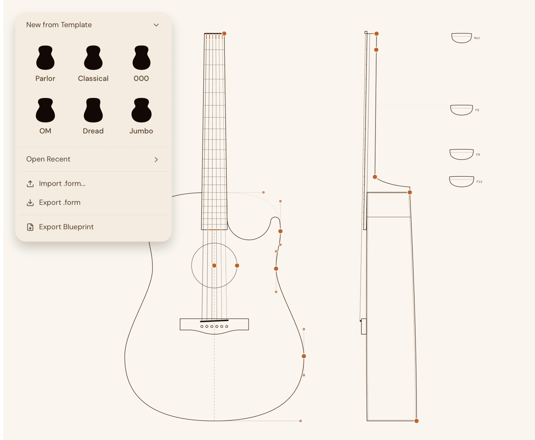 Close-up of body curve editing with bezier drag handles